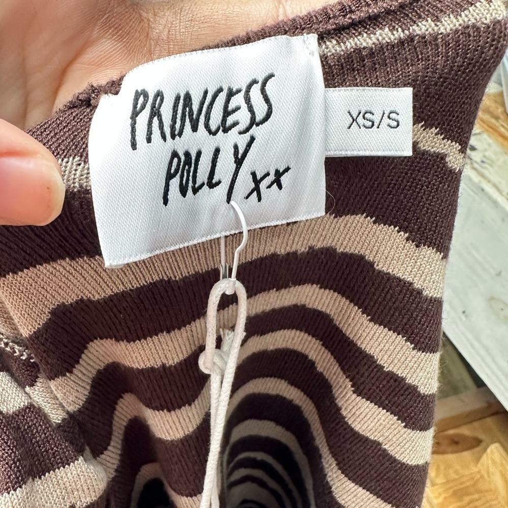 NWT Princess Polly Meagan Brown Striped Mini Dress Size XS/S - Picture 8 of 10